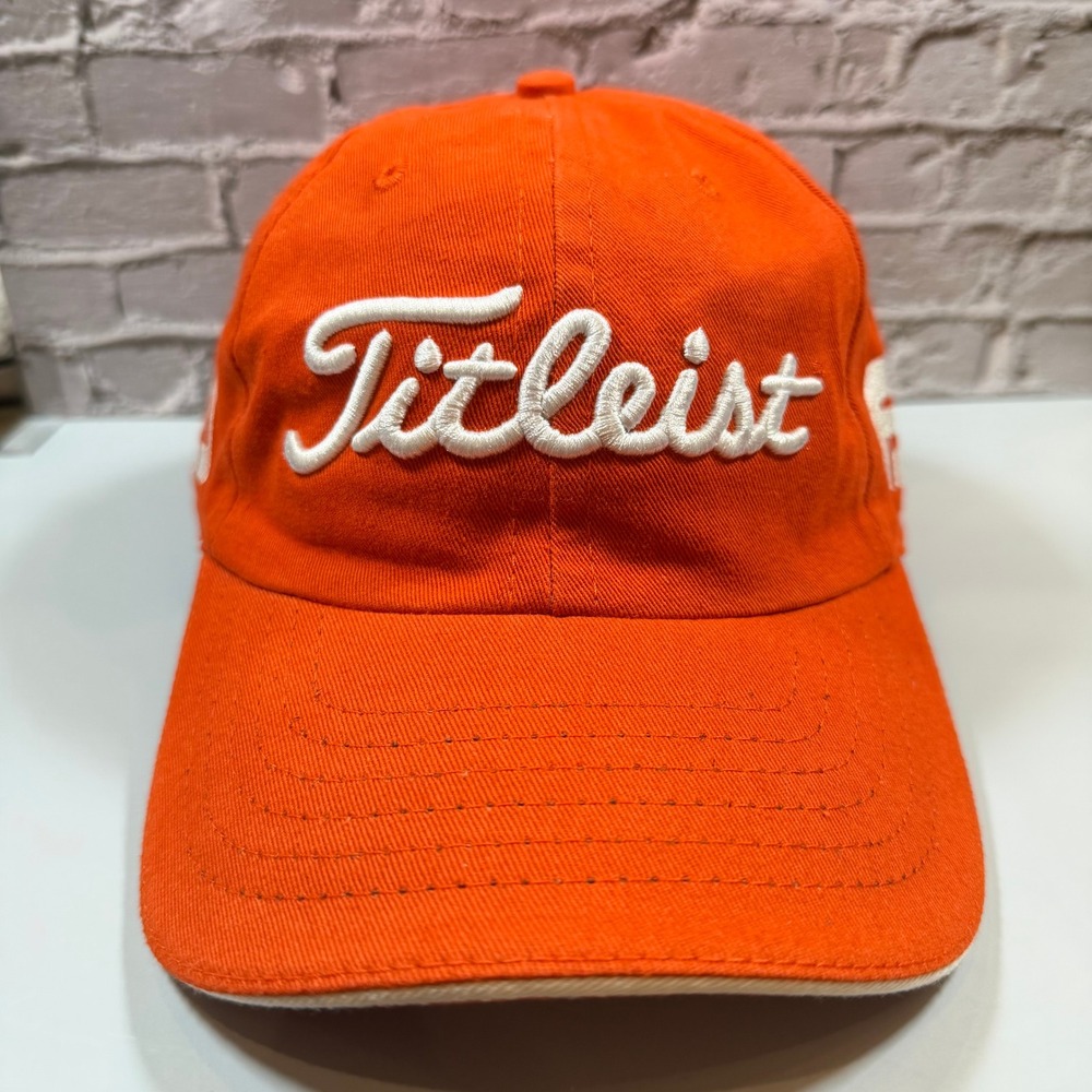 Vintage Titleist Orange Golf Hat Cap Made USA Adjustable Embroidered Classic